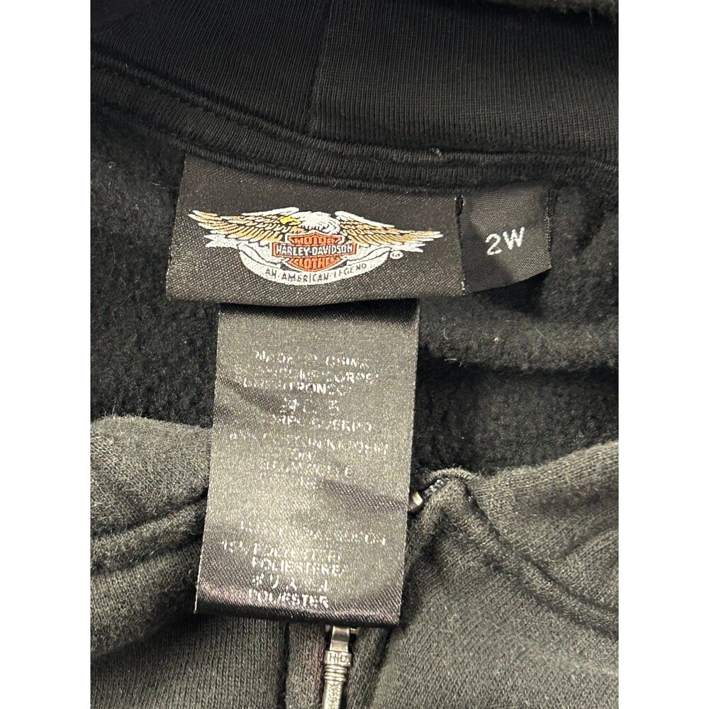 Harley Davidson Women’s Hoodie 2w Black Sequins Full Zip - Picture 6 of 10